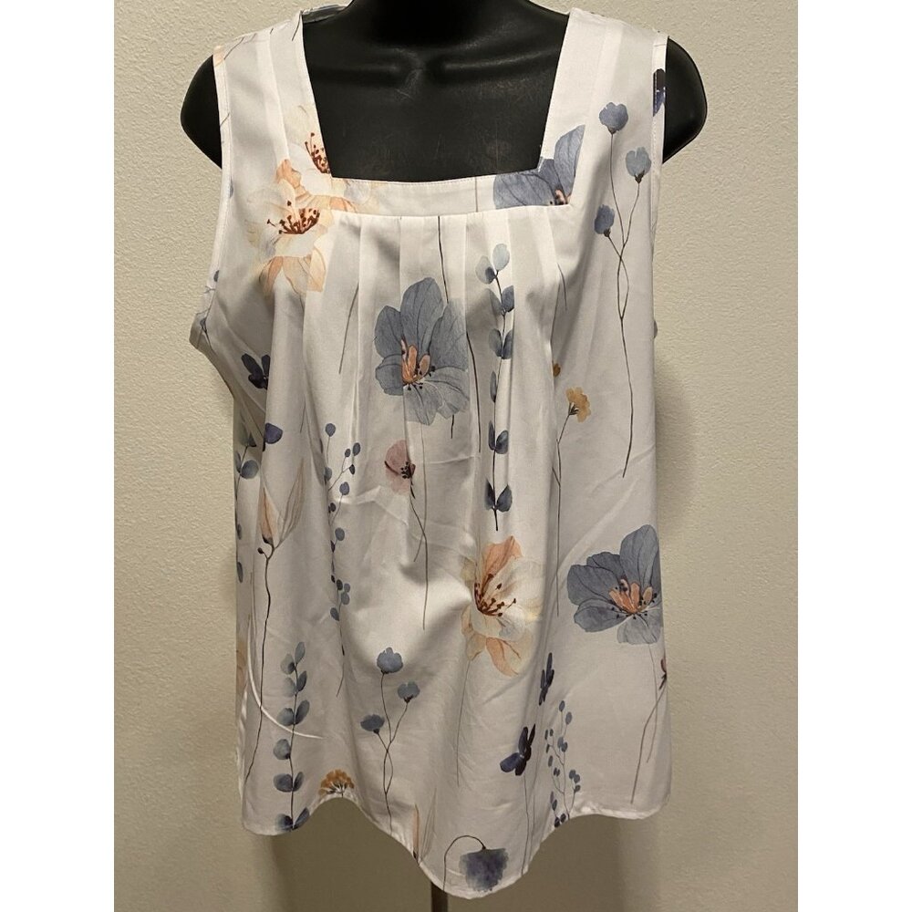 Unbranded Womans Size L Blouse Square Neck Floral